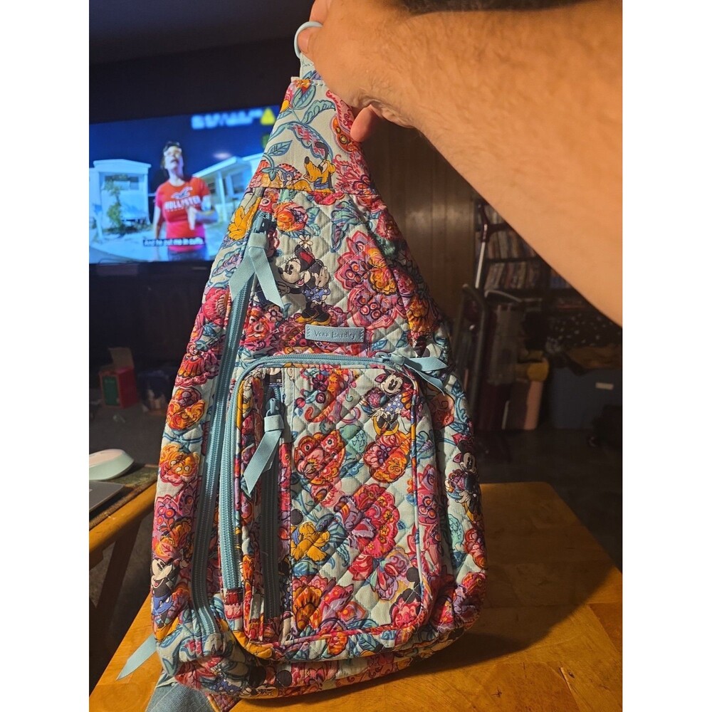 Vera Bradley Disney Mickey Minnie Colorful Garden Sling Backpack Bag Quilted M